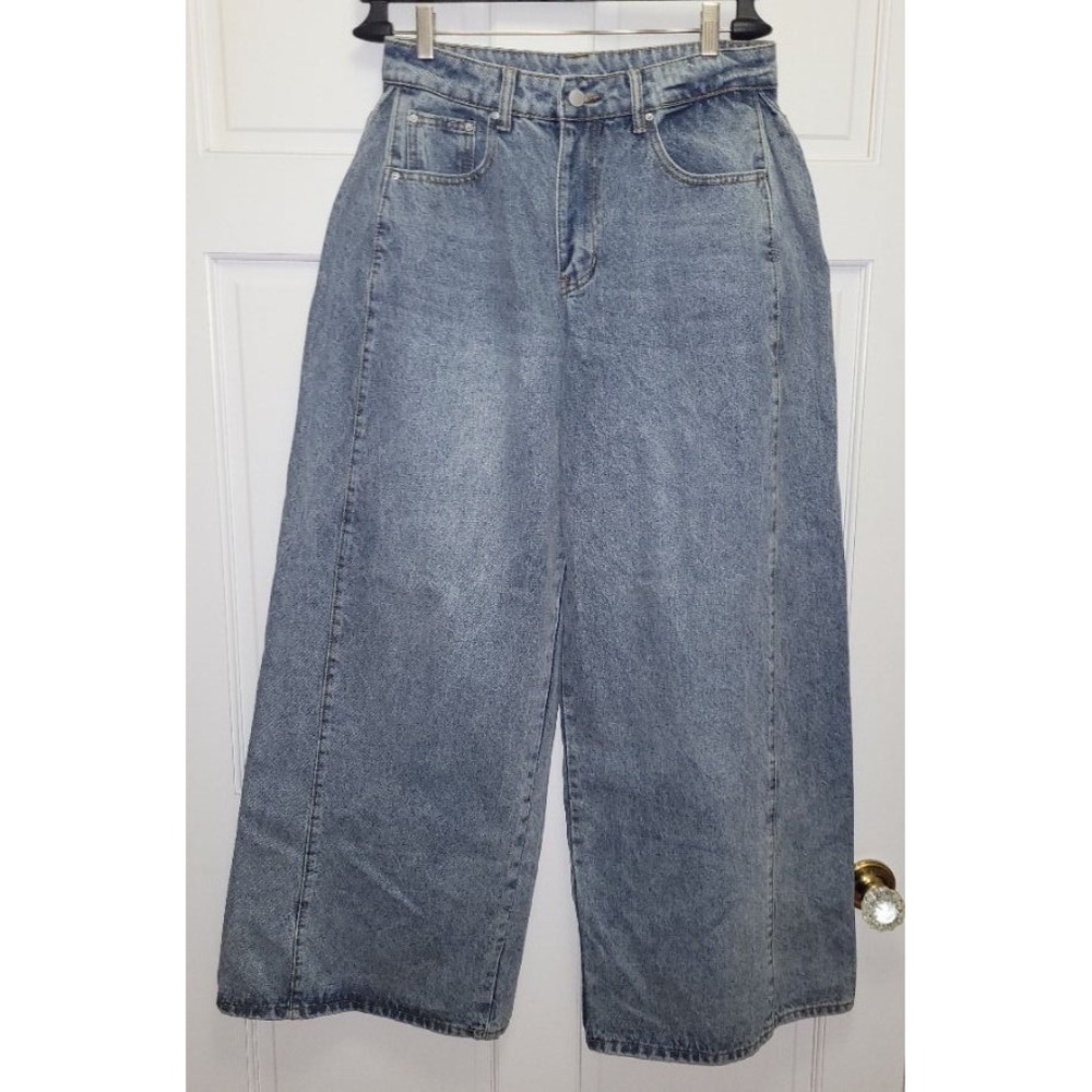 Missguided Women's Extra Wide Leg High Rise Jeans - Medium Wash - Size 29